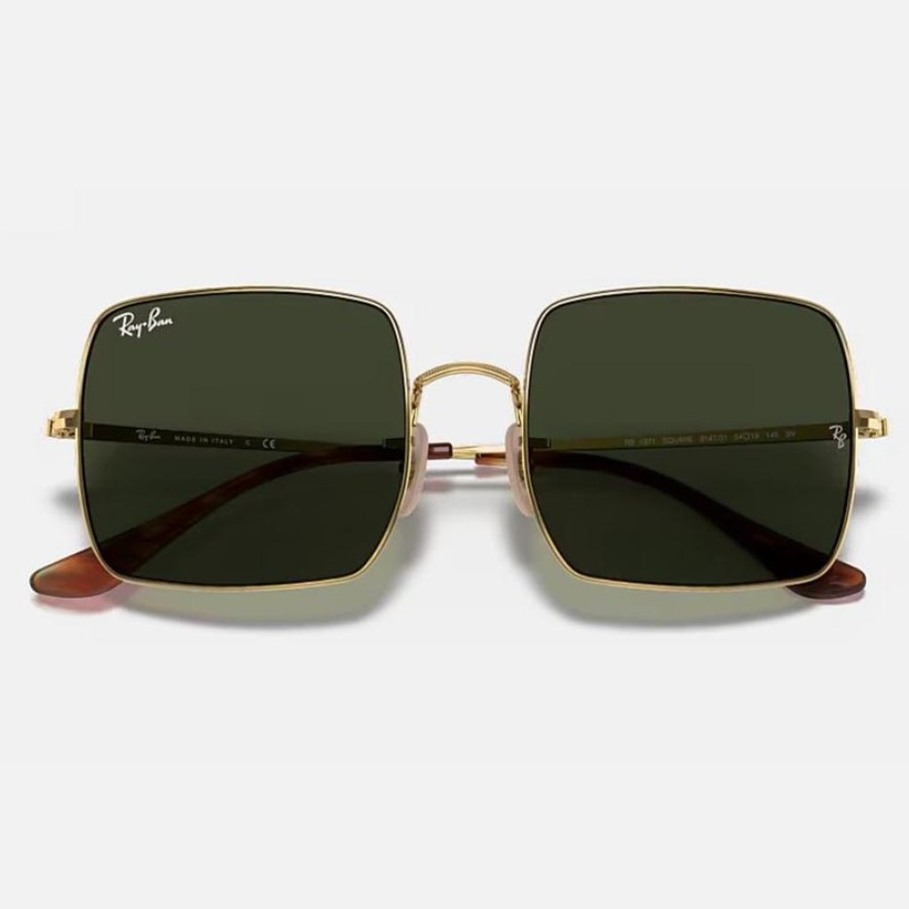 Brand New Ray Ban 1971 Square Sunglasses Gold HardwareGreen Lenses
